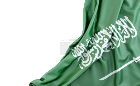 Téléchargez les photos : Drapeau de l'Arabie Saoudite avec espace vide sur la gauche. Isolé. Rendu 3D - en image libre de droit