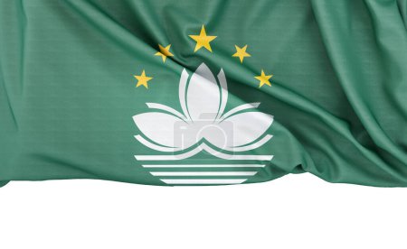 Foto de Bandera de Macao aislada sobre fondo blanco con espacio de copia a continuación. Renderizado 3D - Imagen libre de derechos