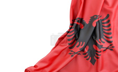 Foto de Bandera de Albania con espacio vacío a la izquierda. Aislado. Renderizado 3D - Imagen libre de derechos