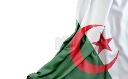 Flag of Algeria with empty space on the left. Isolated. 3D Rendering