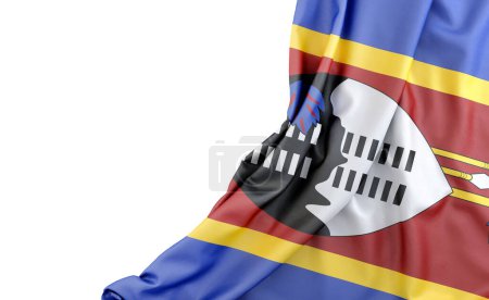 Photo for Flag of Eswatini (Swaziland) with empty space on the left. Isolated. 3D Rendering - Royalty Free Image