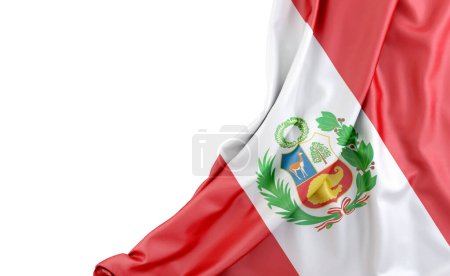 Foto de Bandera de Perú con espacio vacío a la izquierda. Aislado. Renderizado 3D - Imagen libre de derechos