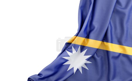 Bandera de Nauru con espacio vacío a la izquierda. Aislado. Renderizado 3D