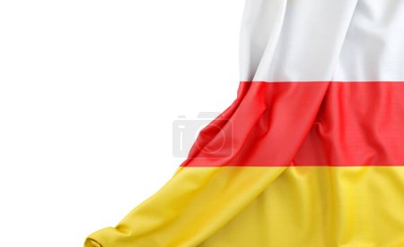 Flag of South Ossetia with empty space on the left. Isolated. 3D Rendering