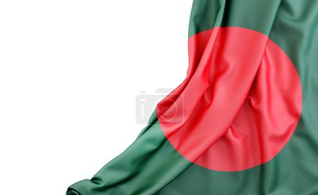 Flagge von Bangladesch mit leeren Flächen auf der linken Seite. Isoliert. 3D-Rendering