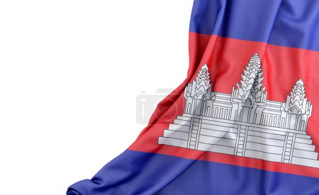 Flag of Cambodia with empty space on the left. Isolated. 3D Rendering