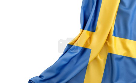 Bandera de Suecia con espacio vacío a la izquierda. Aislado. Renderizado 3D