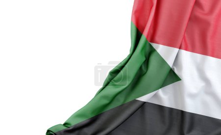 Flagge des Sudan mit leeren Flächen auf der linken Seite. Isoliert. 3D-Rendering