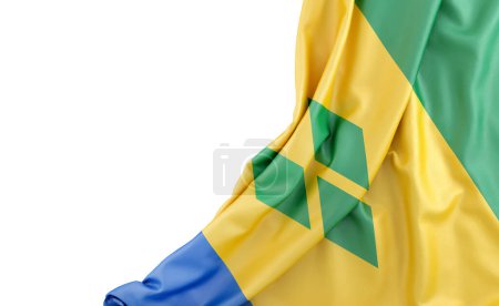 Bandera de San Vicente y las Granadinas con espacio vacío a la izquierda. Aislado. Renderizado 3D