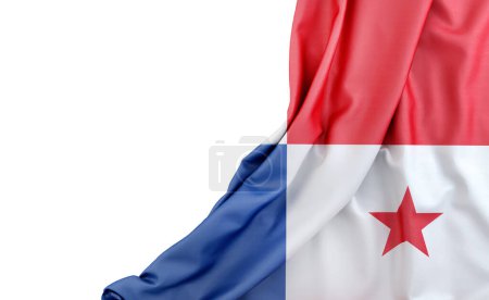 Bandera de Panamá con espacio vacío a la izquierda. Aislado. Renderizado 3D