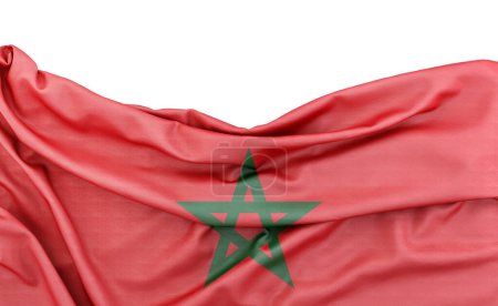 Flag of Morocco isolated on white background with copy space above. 3D rendering
