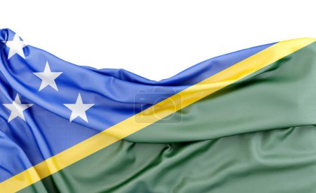 Flag of Solomon Islands isolated on white background with copy space above. 3D rendering