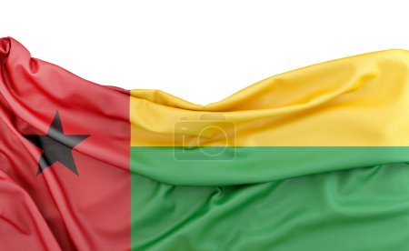 Flag of Guinea-Bissau isolated on white background with copy space above. 3D rendering