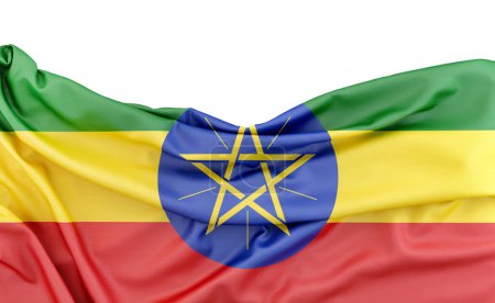 Foto de Bandera de Etiopía aislada sobre fondo blanco con espacio de copia arriba. Renderizado 3D - Imagen libre de derechos