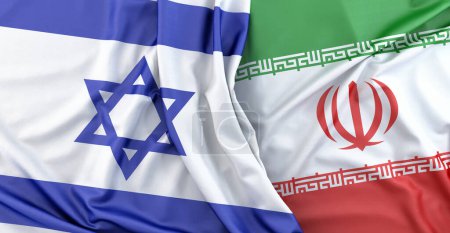 Téléchargez les photos : Drapeaux d'Israël et d'Iran. Rendu 3D - en image libre de droit