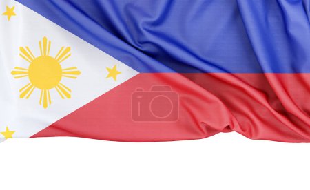 Flagge der Philippinen isoliert auf weißem Hintergrund mit Kopierraum darunter. 3D-Rendering