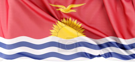 Flag of Kiribati isolated on white background with copy space below. 3D rendering