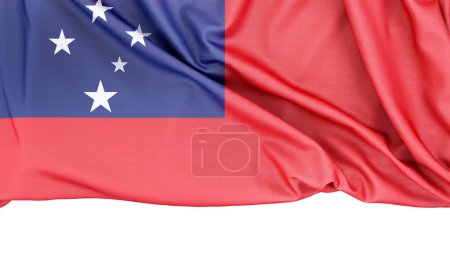 Flag of Samoa isolated on white background with copy space below. 3D rendering