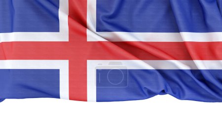 Flag of Iceland isolated on white background with copy space below. 3D rendering