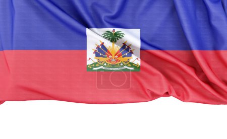 Flagge von Haiti isoliert auf weißem Hintergrund mit Kopierraum darunter. 3D-Rendering