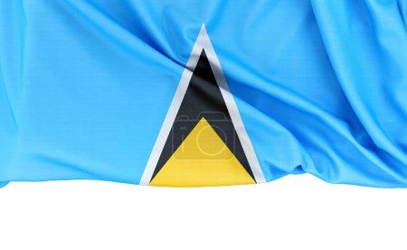 Photo for Flag of Saint Lucia isolated on white background with copy space below. 3D rendering - Royalty Free Image