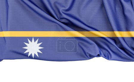 Flag of Nauru isolated on white background with copy space below. 3D rendering
