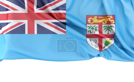 Foto de Bandera de Fiji aislada sobre fondo blanco con espacio de copia a continuación. Renderizado 3D - Imagen libre de derechos