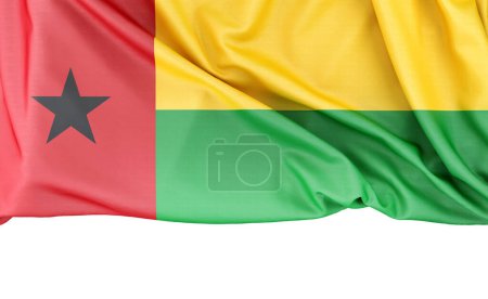 Flagge von Guinea-Bissau isoliert auf weißem Hintergrund mit Kopierraum darunter. 3D-Rendering
