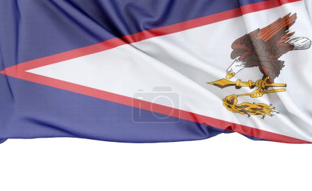 Flagge von Amerikanisch-Samoa isoliert auf weißem Hintergrund mit Kopierraum darunter. 3D-Rendering