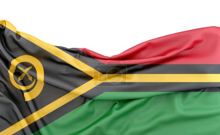 Flag of Vanuatu isolated on white background with copy space above. 3D rendering
