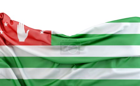 Flag of Abkhazia isolated on white background with copy space above. 3D rendering