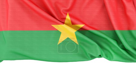 Flag of Burkina Faso isolated on white background with copy space below. 3D rendering