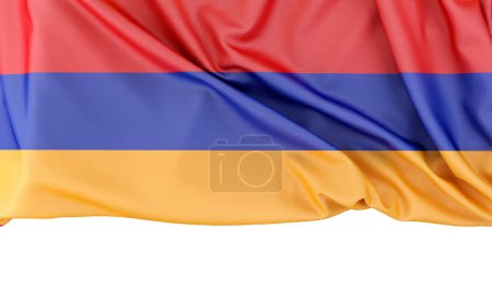 Bandera de Armenia aislada sobre fondo blanco con espacio para copiar abajo. Renderizado 3D
