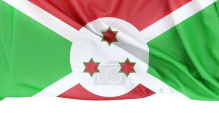 Flagge von Burundi isoliert auf weißem Hintergrund mit Kopierraum darunter. 3D-Rendering