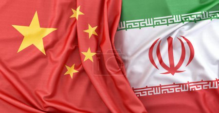 Banderas de China e Irán. Renderizado 3D