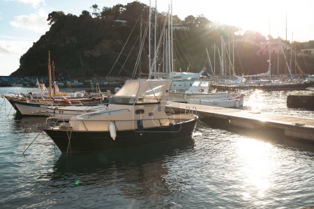 Photo for Boats in Chiaiolella bay, Procida island, Italy - Royalty Free Image
