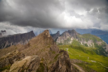 Europe, Italy, Alps, Dolomites, Mountains, Passo Giau, View from Rifugio Nuvolau