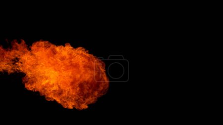Foto de Explosiones de fuego sobre fondo negro, primer plano - Imagen libre de derechos
