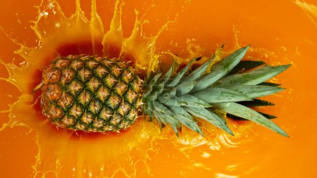 Photo for Freeze Motion Shot of Splashing Fresh Pineapple - Royalty Free Image