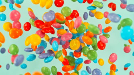 Foto de Sweet candies flying, freeze motion - Imagen libre de derechos