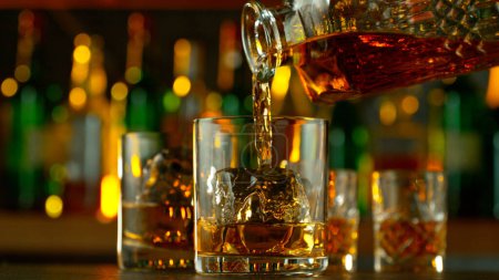 Foto de Fresh various cocktails on the bar, dark toned background - Imagen libre de derechos