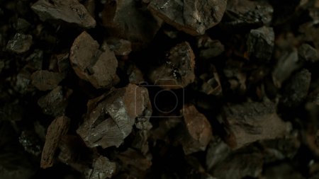 Photo for Freeze motion of rotating coal pieces. Concept of fossil fuel burning and global warming problem - Royalty Free Image