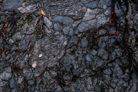 Photo for Aerial view of the texture of a solidifying lava field, close-up - Royalty Free Image