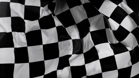 Photo for Checkered Race Flag. Freeze Motion Wavy closeup fabric fluttering Racing Flags background. Formula One flag car motor sport. - Royalty Free Image