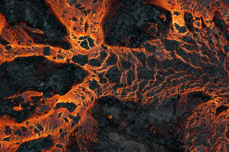 Foto de Vista aérea de la textura de un campo de lava solidificante - Imagen libre de derechos