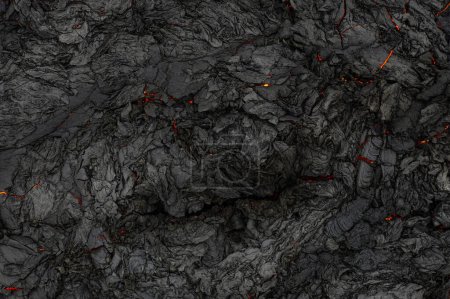 Vue aérienne de la texture d'un champ de lave solidifiant
