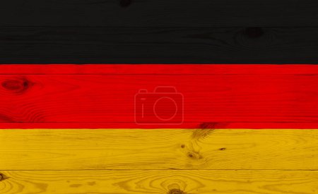 Foto de Flag of germany flag drawing on wooden board. Art, business and patriotic concept. 3d rendering - Imagen libre de derechos