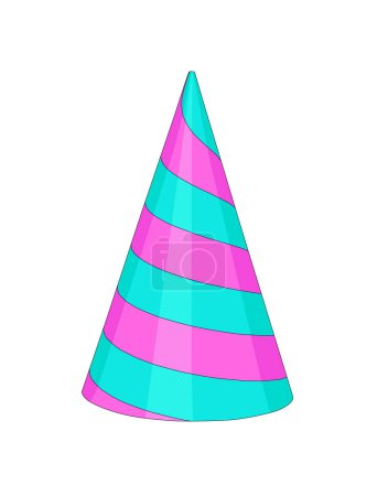 Téléchargez les illustrations : Chapeau de fête d'anniversaire coloré avec différents motifs. Illustration vectorielle - en licence libre de droit