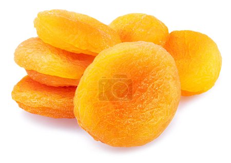 Téléchargez les photos : Délicieux abricots secs isolés sur fond blanc. Macro shot. - en image libre de droit