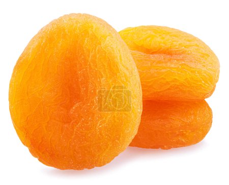 Téléchargez les photos : Délicieux abricots secs isolés sur fond blanc. Macro shot. - en image libre de droit